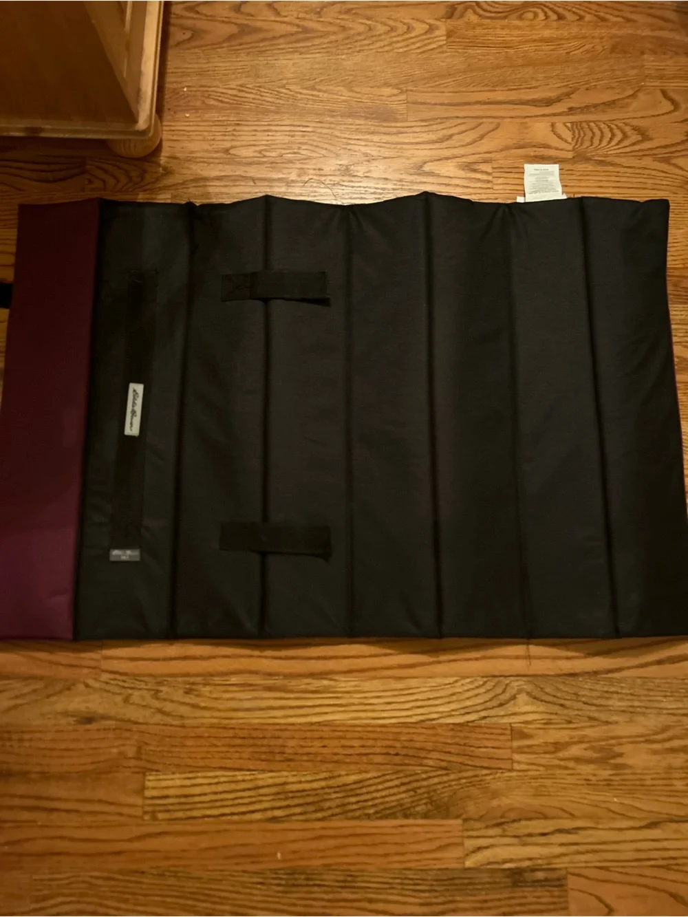 Eddie Bauer Roll Up Packable Foldable Black & Maroon Dog Bed Great for Traveling